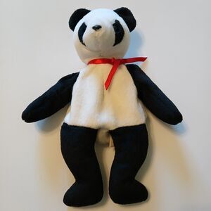 Vtg 98 TY Beanie Babies Baby Fortune Panda Bear Plush Stuffed Animal Toy